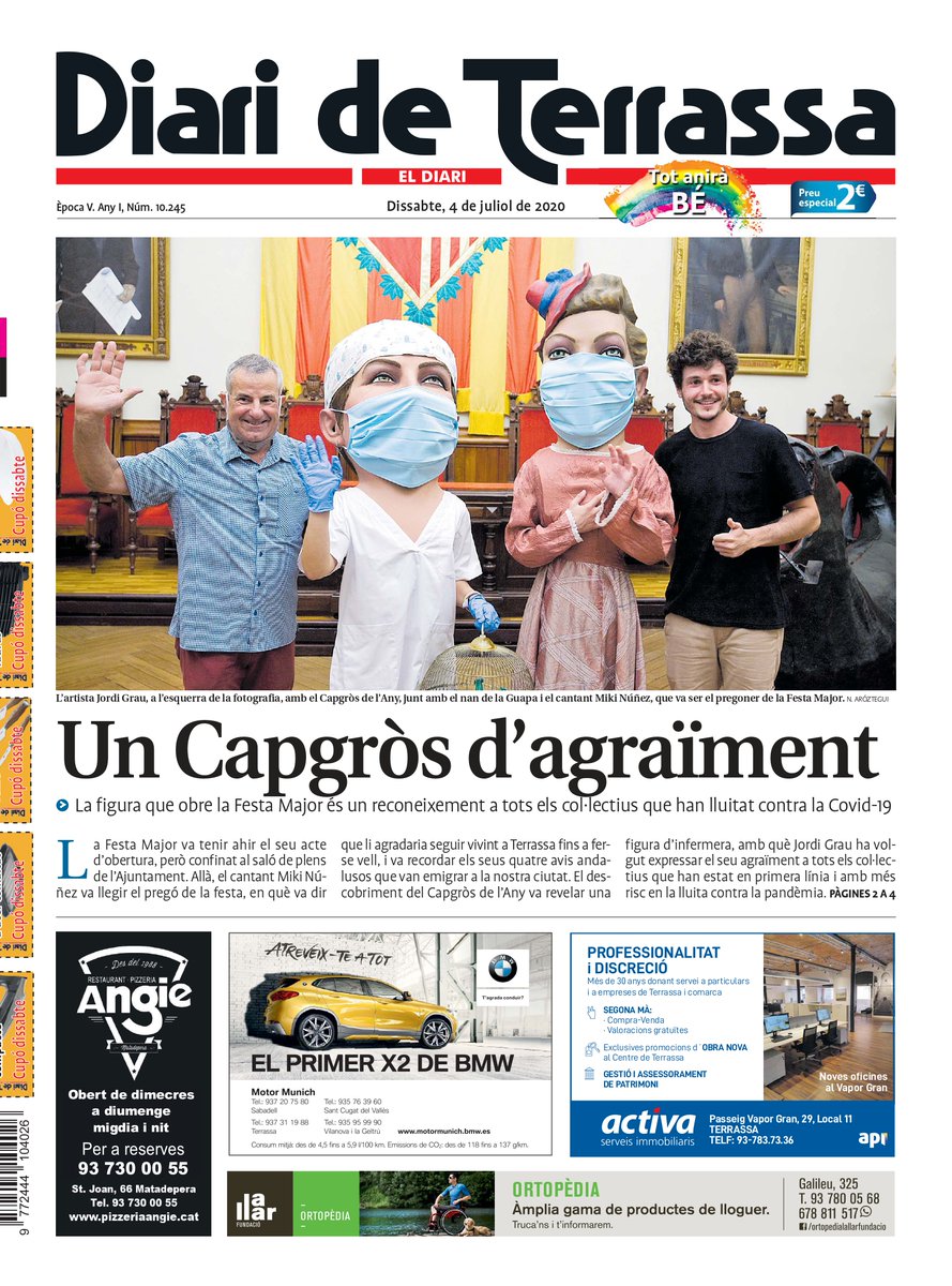 DiarideTerrassa's tweet photo. PORTADA 🗞 "Un Capgròs d’agraïment" https://t.co/j524Ai3Bil #FMTerrassa https://t.co/9Q1c8hs8hj