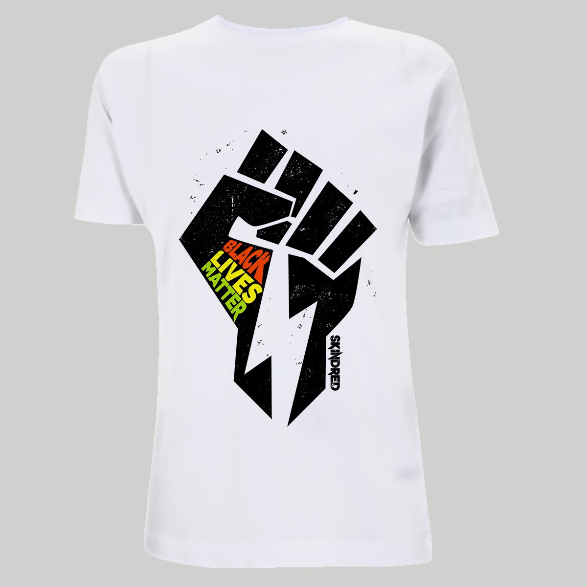 Skindredmusic's tweet photo. For those of you that understand #BLM 
Profits from the sale of this t-shirt will go to the Black Lives Matter movement.
Available now: https://t.co/p6ISVcg4Az https://t.co/SBcXaYUFS7