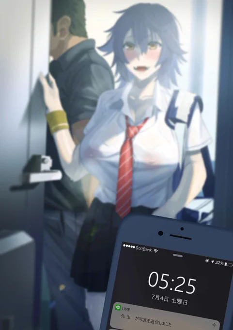 【Skeb】(NSFW🔞)体育教師に幼馴染彼女ちゃんを抱かせた翌日に帰って来てくれたと安心したが、「着替え取りに来ただけ…」という言葉を聞いて言葉を失う彼氏君…目線の絵です。 