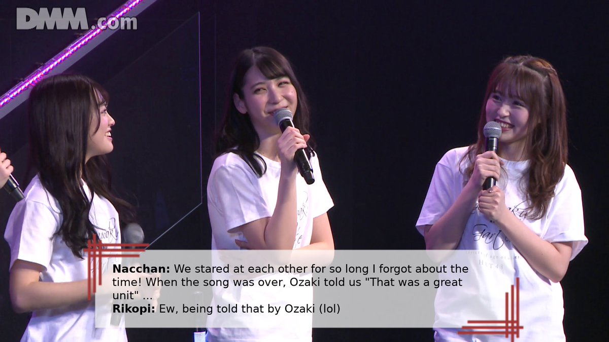 Nacchan clutching the butterflies in her stomach after the performance with Sakura is 100% adorable  #松岡菜摘