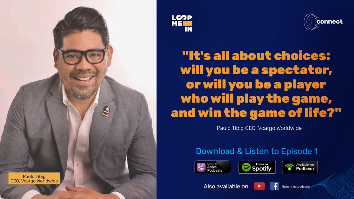 studios_connect's tweet photo. In case you missed it, download and listen to the pilot episode of #LoopMeIn. Juls Rodriguez talks to Vcargo Worldwide CEO and motivational speaker Paulo Tibig about how businesses can adapt and survive during a global pandemic. Download & listen here: https://t.co/4rRMfPXLmr https://t.co/fyLYNhnBzv