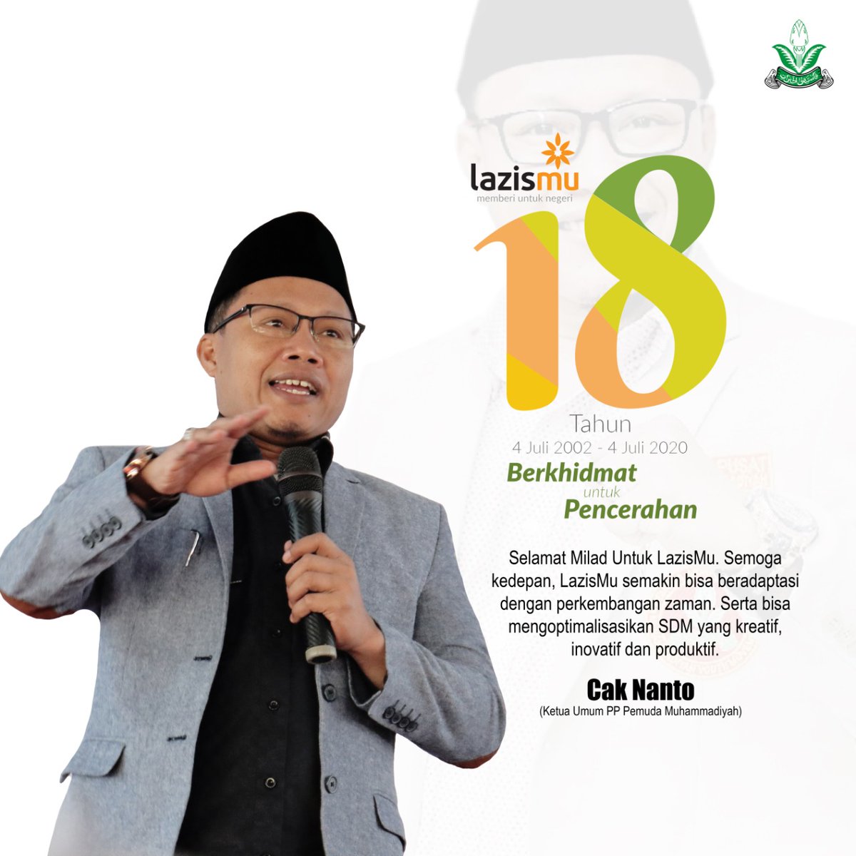 Selamat Milad ke 18 Lazismu
4 Juli 2002 - 4 Juli 2020.
"Berkhidmat untuk Pencerahan"