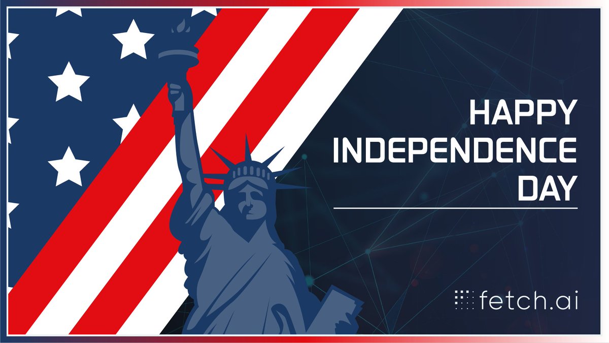 Happy #IndependenceDay to all of our supporters in the US 🇺🇸
 
We hope you have a great weekend!
$FET #AI #Blockchain #Crypto