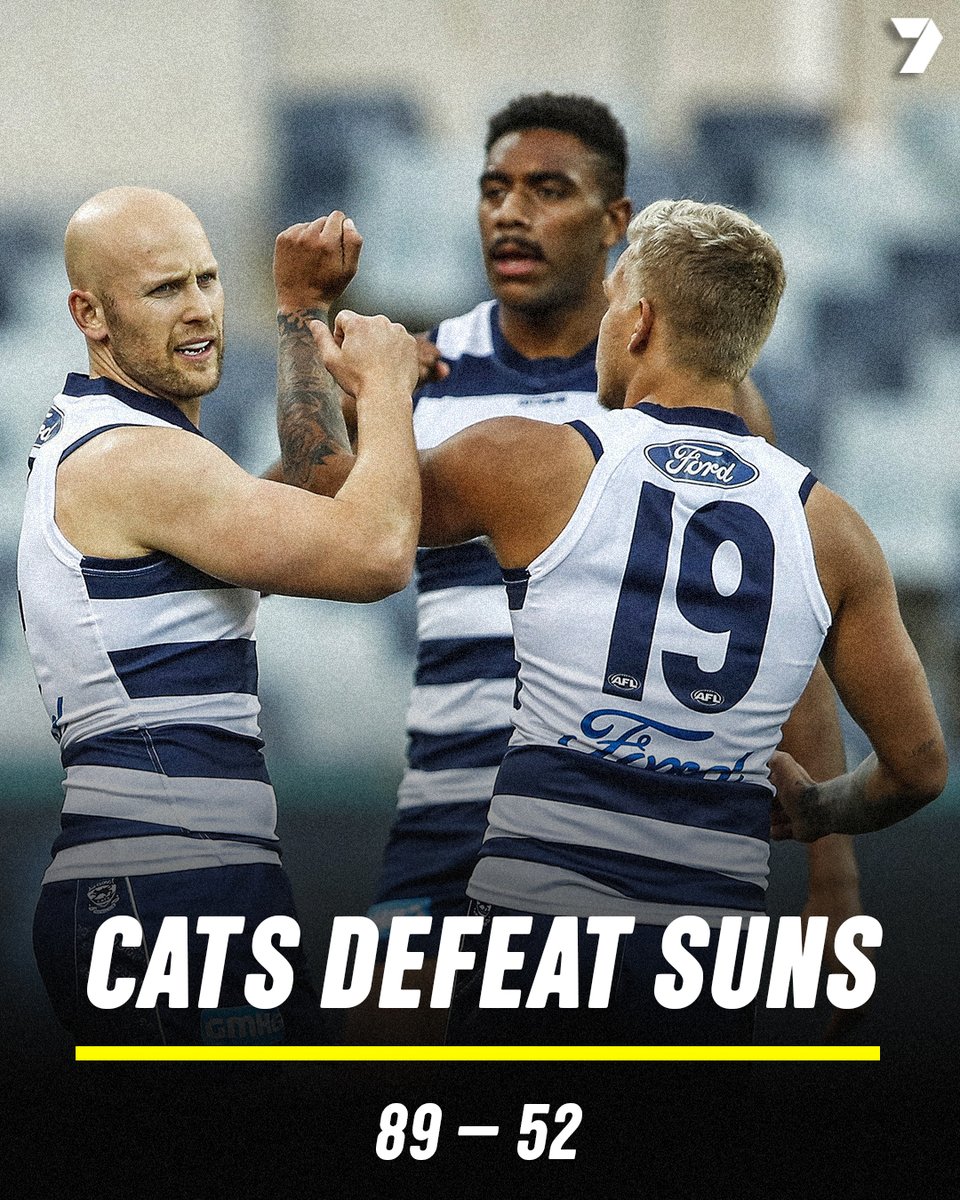 7AFL's tweet photo. The Cats get it done for Gary and Joel 🙌

#AFLCatsSuns #Gaz350 #Sel300 https://t.co/bCMrHdtWtm