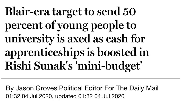 If 40 per cent of 19-year-olds doing degrees, higher apprenticeships or higher technical qualifications in universities and FE Colleges - and an aspiration for half of people to do so by the age of 30 - is too high, what’s the right proportion?