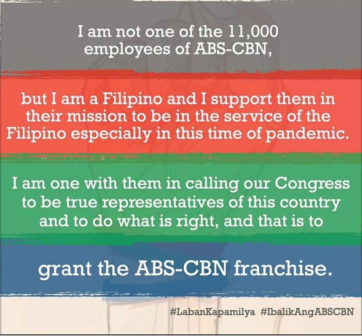 jomarbyap's tweet photo. Mga kapamilya namin, mga kababayan, mga kapwa naming Pilipino na naniniwala at kasama namin sa pinaglalaban namin, PLEASE SHARE/RT THIS para sa ating nagkakaisang puso at boses. Salamat.
❤️💚💙
#VoteYestoABSCBN
#LabanKapamilya
#ABSCBNDeservesAFranchise
#IbalikAngABSCBN https://t.co/xXLaT6EODB