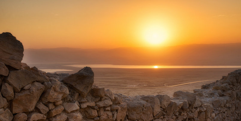 Someone else's pic of  #sunrise over Masada. I've done that hike for the epic sunrise view. It was epic. Once was enough.