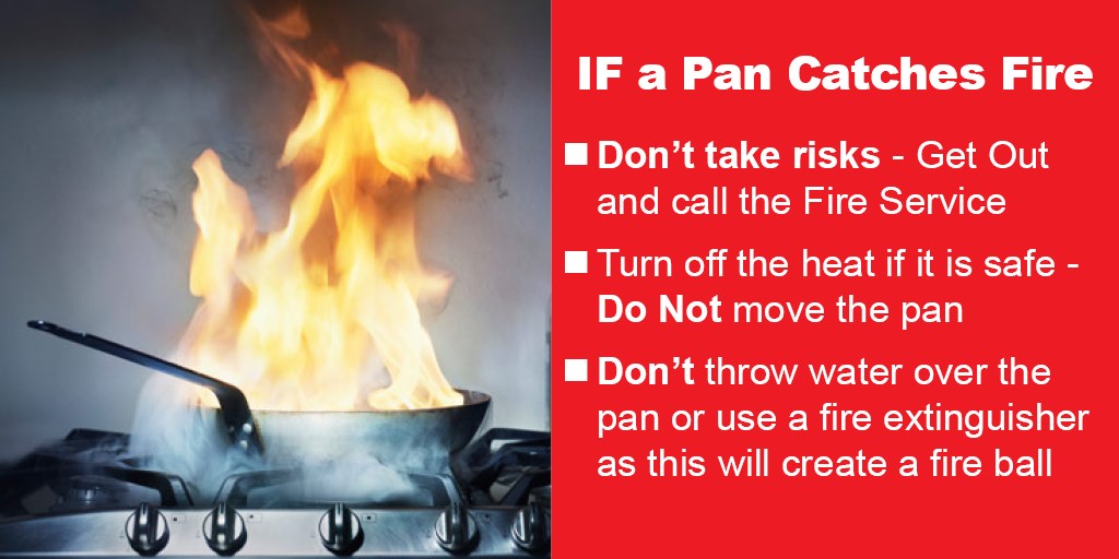 DerbyshireFRS's tweet photo. What would you do in the event of a #PanFire?
It's important that those who cook in your household understand the risks:
๐ฅIf it's safe, turn off the heat
๐ฅDO NOT throw water on it
๐ฅDO NOT use an extinguisher
๐ฅGet out, stay out & call 999
#StaySafe #CookingSafety #FireKills https://t.co/PHw2x6giij