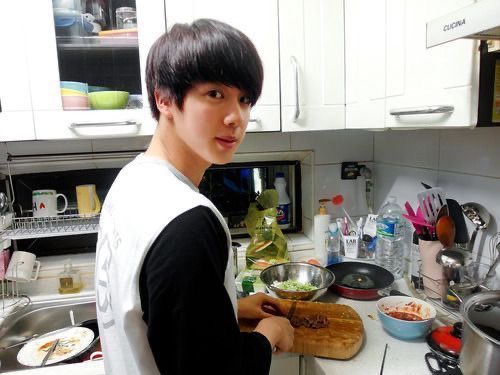 Cooking photos have become the new norm and he enjoys posing for you