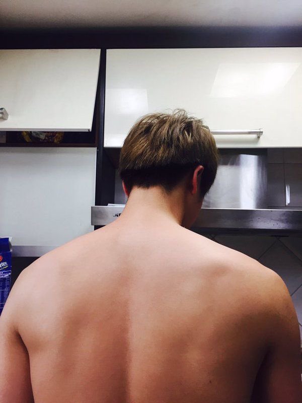 Sometimes it’ll be a hot summer night and you come down to grab some water and he’s cooking something up. He’s wearing a little less clothing than usual and you can’t help but enjoy it. You walk away again silently.