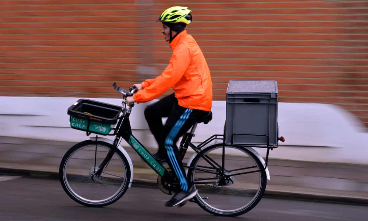 More and more independent shops, restaurants and even supermarkets are making deliveries by bike  https://www.theguardian.com/business/2020/apr/02/sainsburys-revives-bicycle-deliveries-london  https://crossriverpartnership.org/wp-content/uploads/2020/06/InStreatham-BID-cargo-bike-CRP-Case-Study.pdf