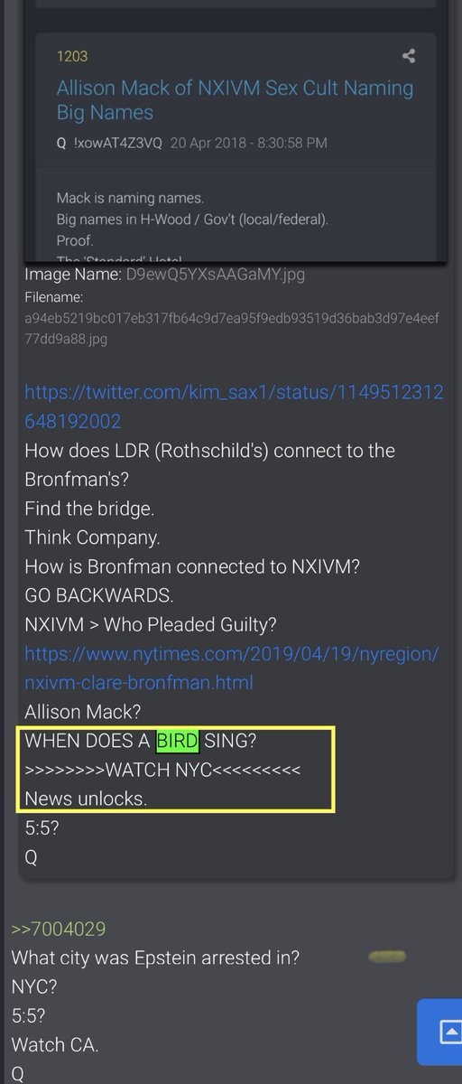 “Birds of a feather” tweet deleted by  @EricTrump. Bird?When does a bird sing? Is Ghiselle singing like a bird? Ghislaine Maxwell reportedly ready to work with FBI and name names.  https://news.yahoo.com/ghislaine-maxwell-reportedly-ready-fbi-213814980.html Watch NYC? GHISLAINE MAXWELL CHARGED IN MANHATTAN FEDERAL COURT. Boom