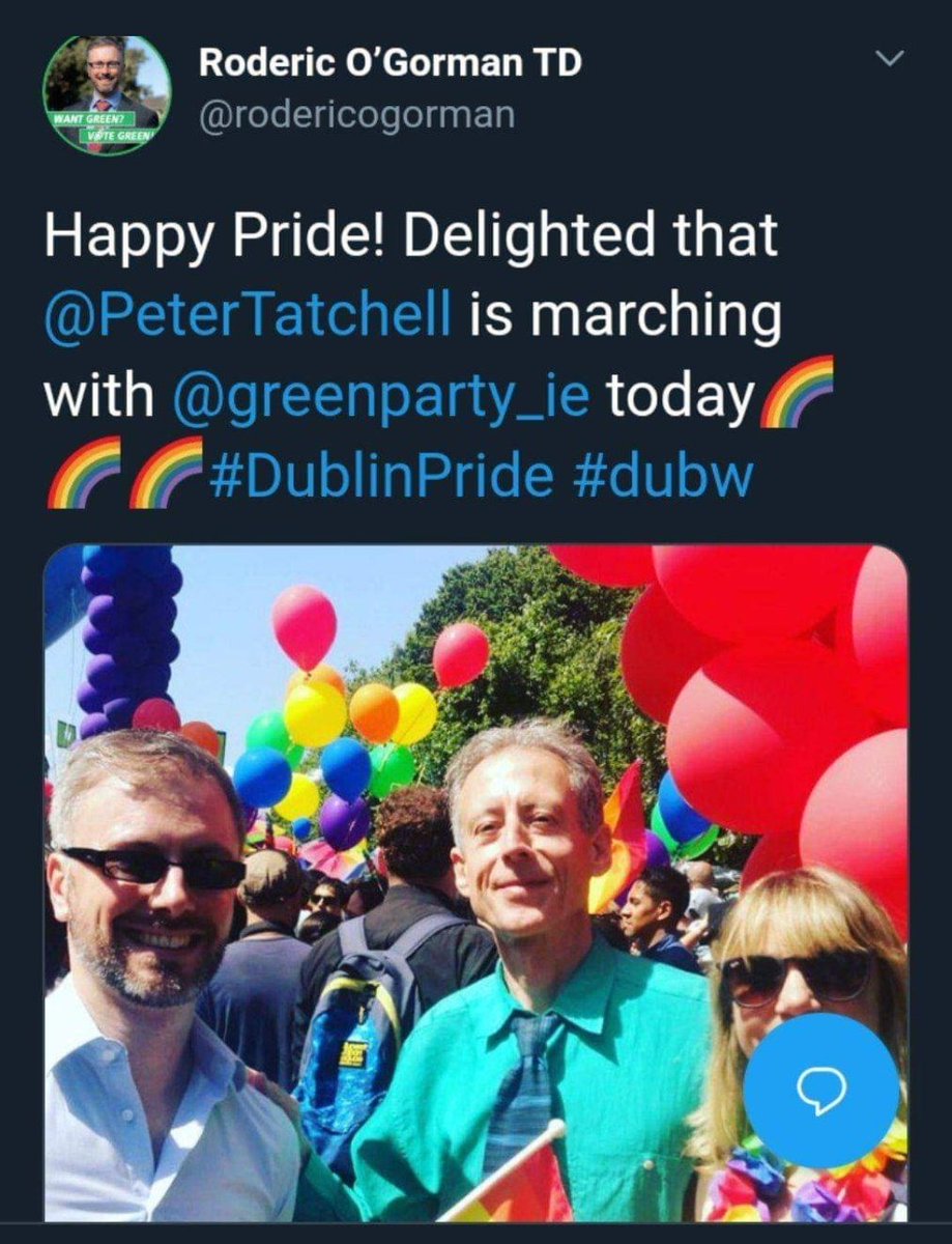 Thread about the ongoing saga with the Irish Minister for Children:1)Roderic O'Gorman is elected to Gov as part of the Green party into the Minister for Childrens role.An old photo from 2018 surfaces of him at a Pride parade side by side Peter Tatchell.So what you ask?