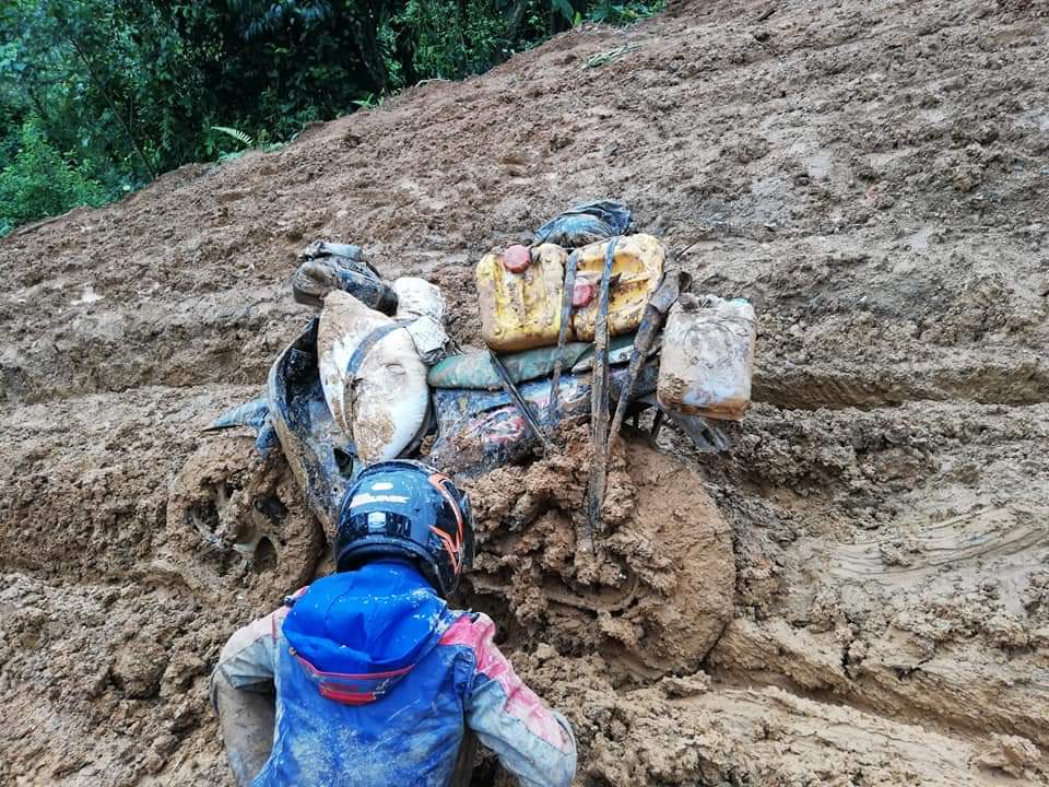 This was just sent to me by a Naga friend in Myanmar's Naga Self-Administered Zone. This is what the 'roads' there look like at the moment - and these bikes are the only way of getting supplies to rural villages.