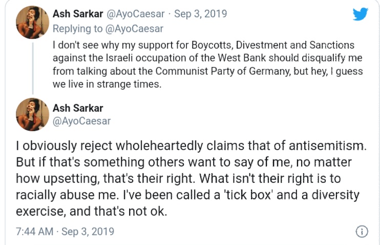 She's a racist #4, Ash supports the boycott of all Israeli products and for sanctions to be in place, but in true Ash style she claims she isn't a racist for this and in fact she's the victim of racism. Go figure. 5/?