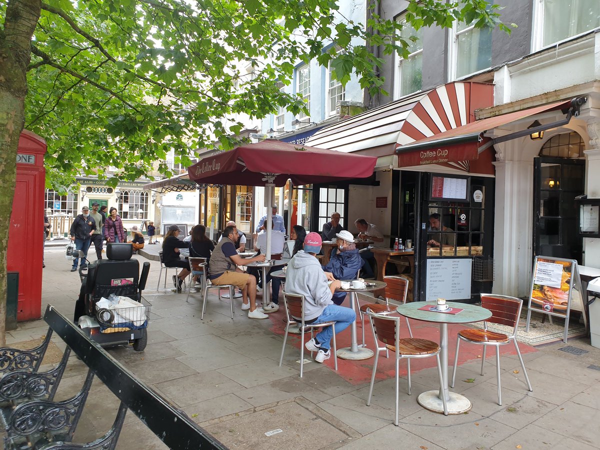 I'm off for a wander through Camden and Westminster today, calling in at a few pubs to see what the mood is. Starting in Hampstead, where things are starting to come to life. Tables back outside the Coffee Cup and Mani's