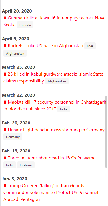 PART 2: Terrorism https://vibhurishi.pythonanywhere.com/Terrorism/  Despite most of the world being in lockdown, terrorist activities continued. From Kashmir to Kabul, the terrorists kept up their activities. June saw terrorists attack the Pakistani stock exchange.