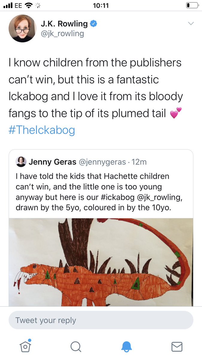 7. The day J.K. Rowling retweeted my kids’ ickabog.