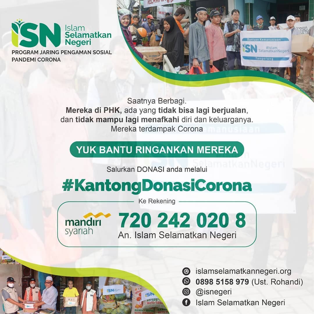 pimen_ali's tweet photo. Mereka di-PHK, ada yang tidak bisa lagi berjualan, dan tidak mampu lagi menafkahi diri &amp; keluarganya.Mereka terdampak corona. 

Kini saatnya kita berbagi.
 
Yuk! Bantu ringankan mereka, salurkan donasi Anda melalui #KantongDonasiCorona: 
Mandiri Syariah: 720 242 020 8, atas https://t.co/SbfQ9JZ3qJ