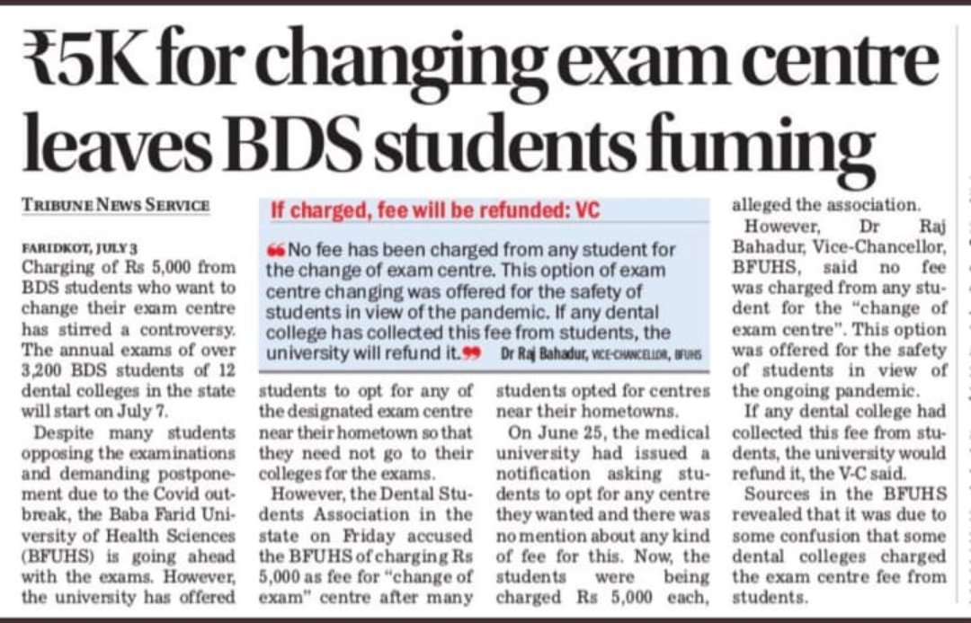 Simran_skc's tweet photo. You say Rs.5000 were collected due to some confusion??
I think u r also confused if there pandemic in the country or not.
How irresponsible u r still u dare to say "we know how to conduct exams"?
#postponeBDSexams
#StudentsLivesMatter 
#NoExamsInCovid19 
@CMOPb 
@capt_amarinder https://t.co/NzYuejvR19