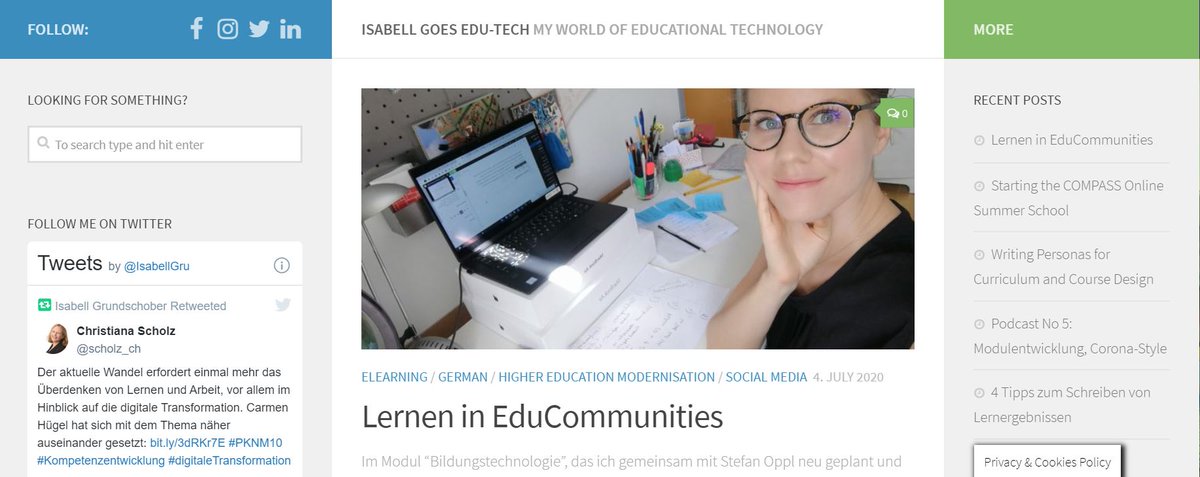 IsabellGru's tweet photo. Frisch gebloggt! Für meine #eEducation #eEd14 Studierenden und alle, die sich folgende Frage schon mal gestellt haben: Wie erweitere ich meinen Wissenstand um digitale Werkzeuge und Plattformen für das Lernen und Lehren?
https://t.co/XXcATttM7e
#TwitterCampus #EdChatEu #twlz https://t.co/b1gu8tFjd4