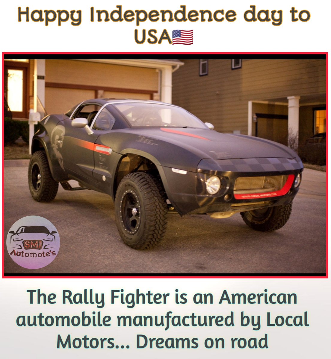 SmjBose's tweet photo. Happy Independence day America..🇺🇸🇺🇸
All about The Rally Fighter..
#sportscar
#USAIndependenceDay
#USA #TrendingNow
#Rallyfighter #saturday https://t.co/eDg9pNvFY1