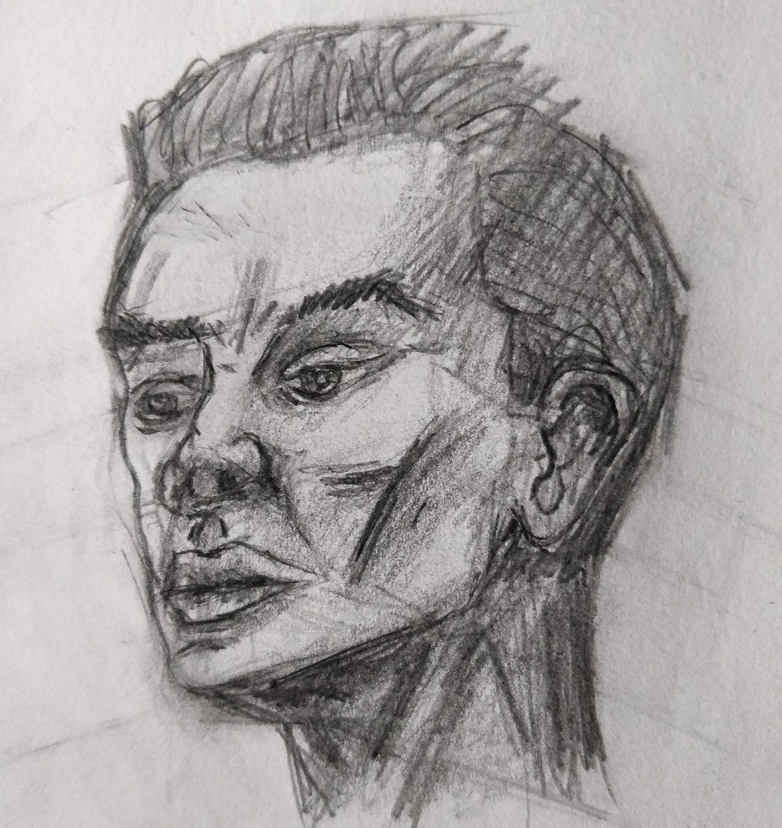 Skoopsy_'s tweet photo. A head from today, tried to play with perspective a little and failed

#head #sketch_daily #sketchings #sketchoftheday #sketchbookart #sketchingdaily #sketchbookdrawing #sketchdaily #sketchbook #sketching #sketchingpeople #sketch #draw #drawing #drawingdaily #drawing_expression https://t.co/QQkdL4AhvJ