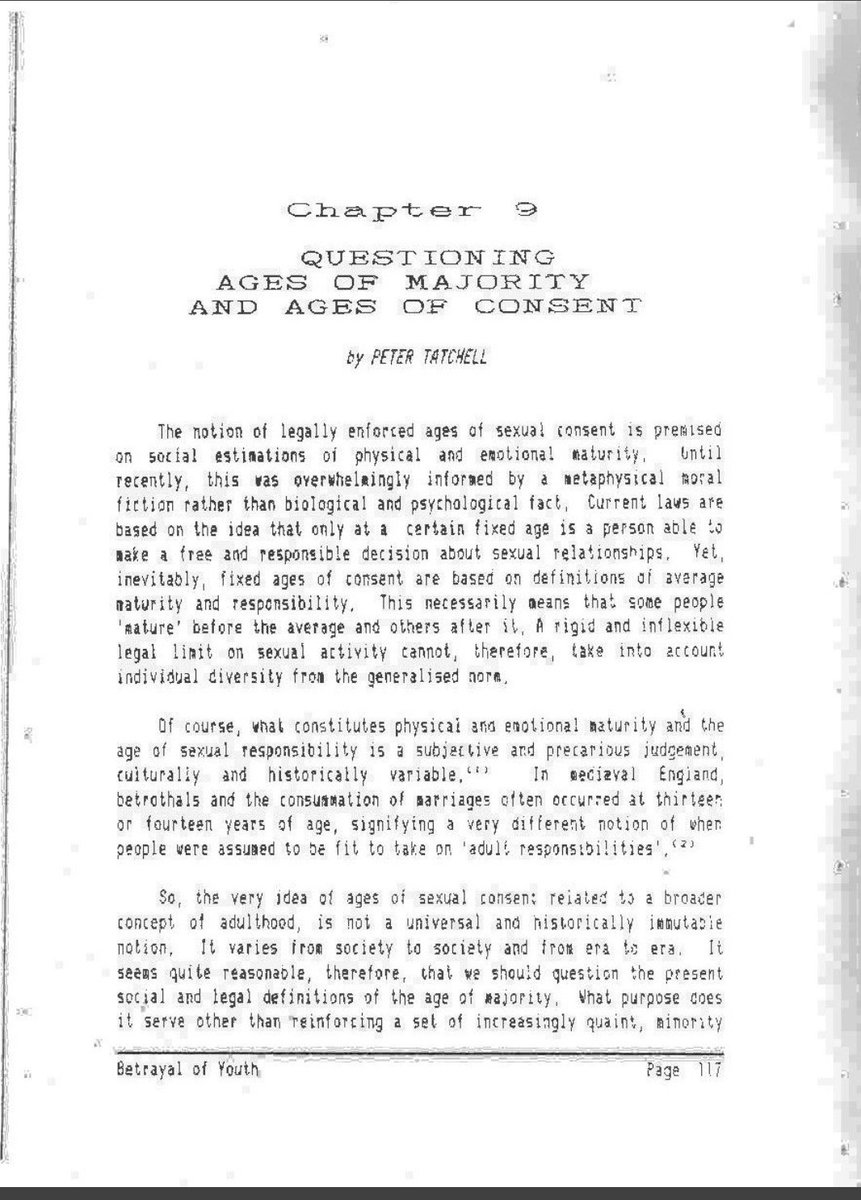 13)Here is an excerpt from a chapter Peter Tatchell wrote in the book "The betrayal of youth" How can this dribble even get published?If the Minister thinks this work is "Courageous" then we have a serious problem here.This is where citizens must to draw the line.