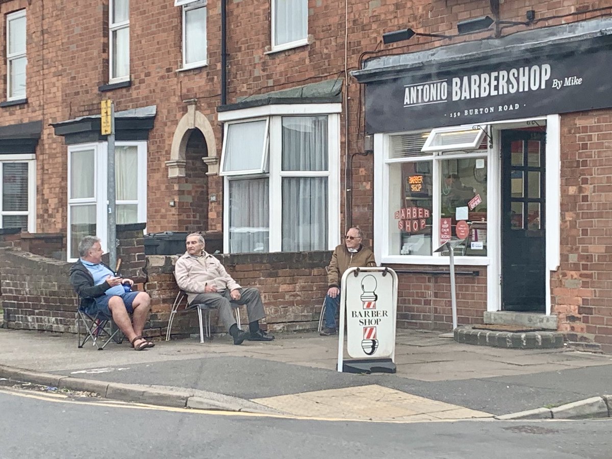 Gents waiting for their haircut in Lincoln #trimdependenceday