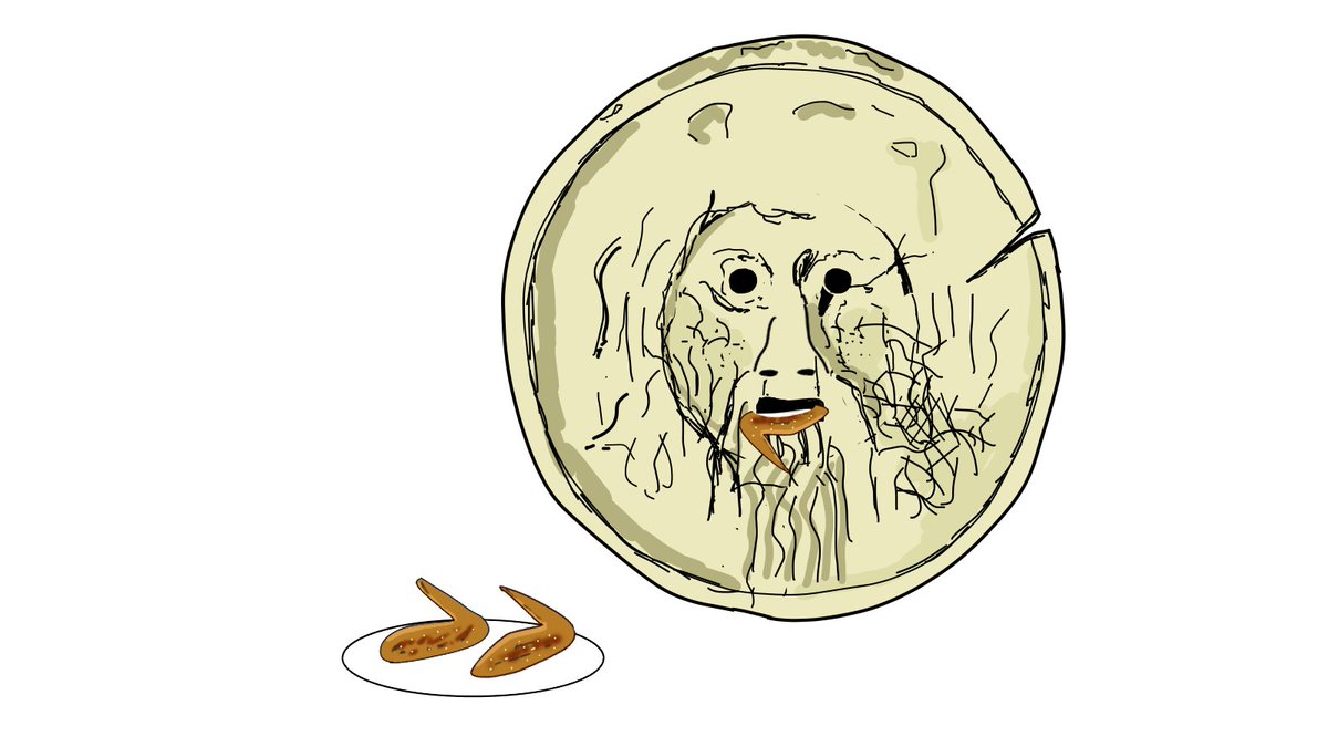 真実の口 に手を食べられる鶏 ンバヂのイラスト