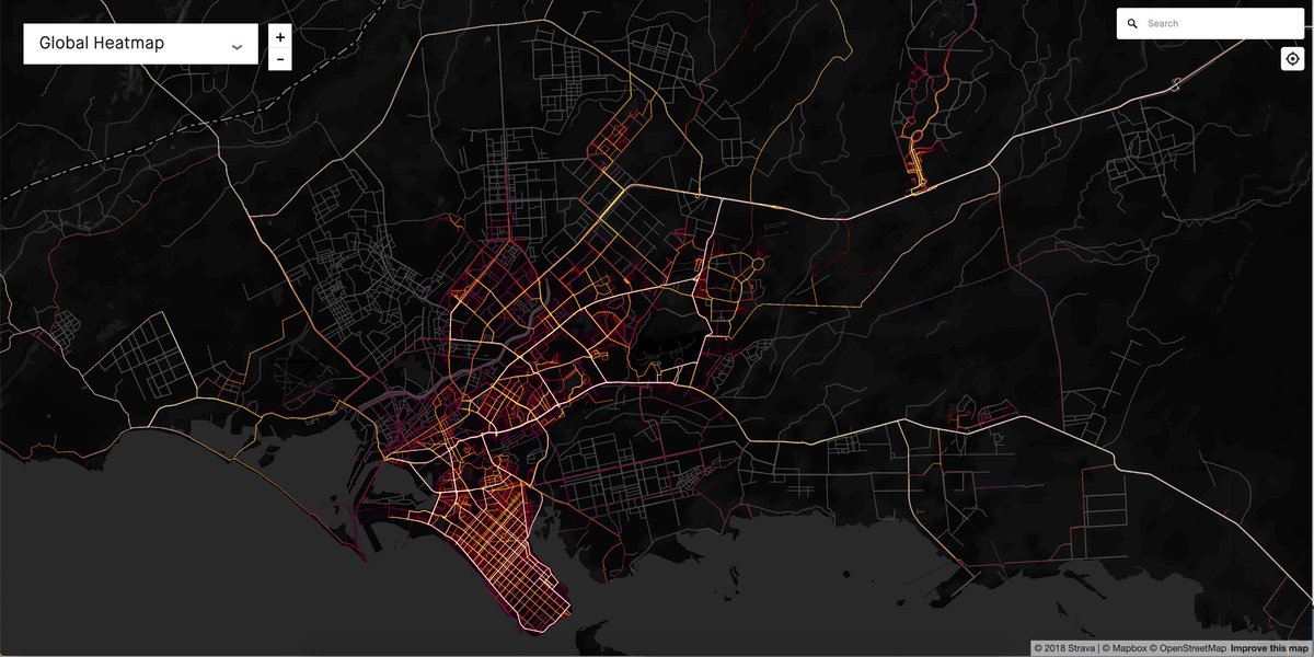 This is Karachi’s cycling heat map. Most of the logged activity is in East and South: Gulshan, Johar, PECHS, Clifton & DHA. Some activity in Malir Cantt and Bahria Town. Except DHA, cycling happening on major roads: SEFaisal, Uni Rd, Karsaz, Mai Kolachi etc.