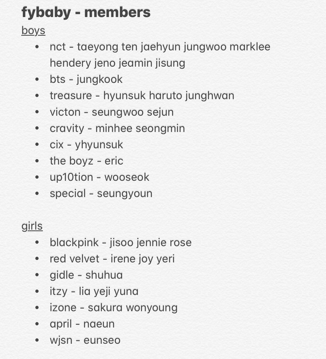 ❕update รายชื่อสมาชิกใน fybaby นะครับ❕