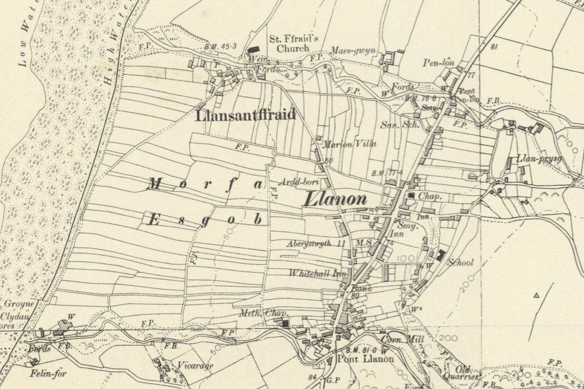 Between a tiny Ceredigion village and the sea lies an area of flat land, bordered by the rivers Peris and Cledan.On maps, it's called Morfa Esgob (Bishop's Land).It's strangely divided into long strips.This land is ancient.They call it Lleiniau—the Llanon Slangs.THREAD 