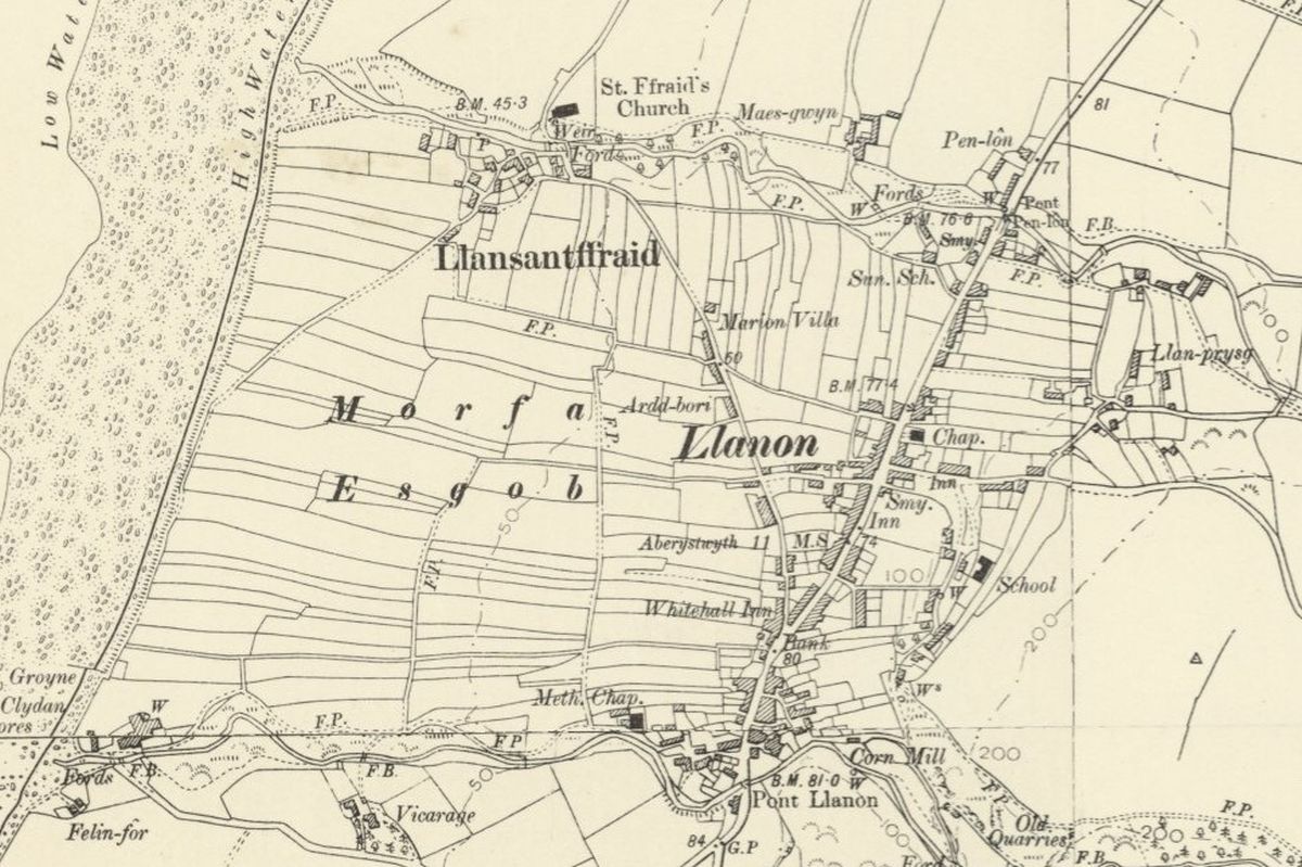 Between a tiny Ceredigion village and the sea lies an area of flat land, bordered by the rivers Peris and Cledan.On maps, it's called Morfa Esgob (Bishop's Land).It's strangely divided into long strips.This land is ancient.They call it Lleiniau—the Llanon Slangs.THREAD 