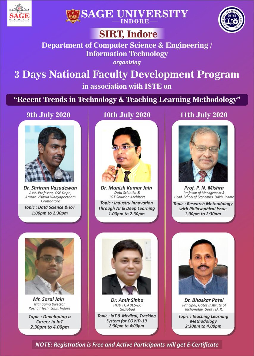 SAGE_INDORE's tweet photo. Gain valuable insights into how technology is transforming education and how you can leverage it to enhance the teaching-learning process...do not miss this illuminating FDP! 
____
#SAGEUniversityIndore #SAGEIndore #TheSAGE #SAGEgroup #FacultyDevelopment #DevelopmentProgram https://t.co/FAYECnDn1A