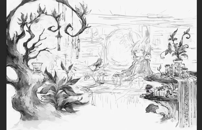 ヘッダーの絵でも変えようかと思って描き始めたりなど。
寝る前にちょっとづつ。 