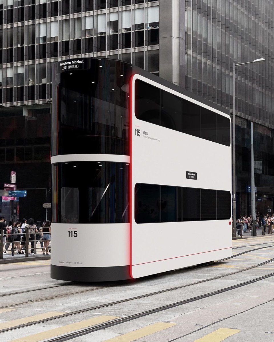 redboyfr's tweet photo. 💥 Le studio Ponti Design a dévoilé son projet baptisé "Island", un tramway à 2 étages et sans conducteur pour la ville de Hong Kong. https://t.co/QcI48G4bJZ