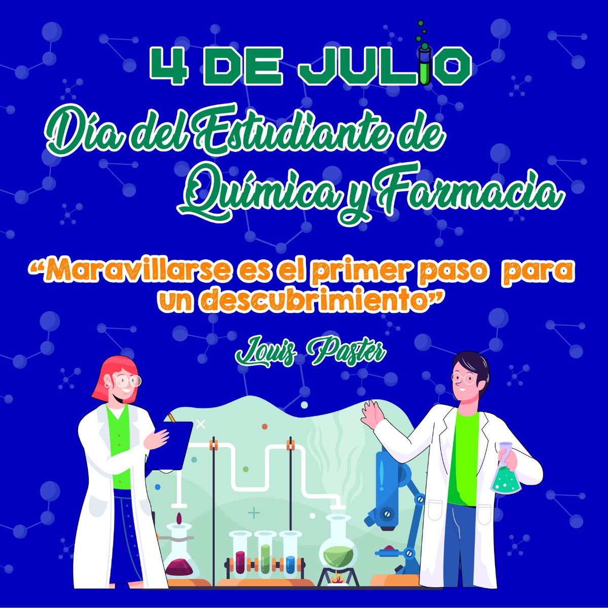 #FQF_DiadelProfesionalQuimicoFarmaceutico
#FQF_DiadelEstudiantedeQuimicayFarmacia
#4deJulioFQF
¡Feliz día del Estudiante de Química y Farmacia!👨‍🔬👩‍🔬
En su camino hacia la profesionalización por su pasión, los animamos a seguir adelante.
¡Qué orgullo ser Químico Farmacético!