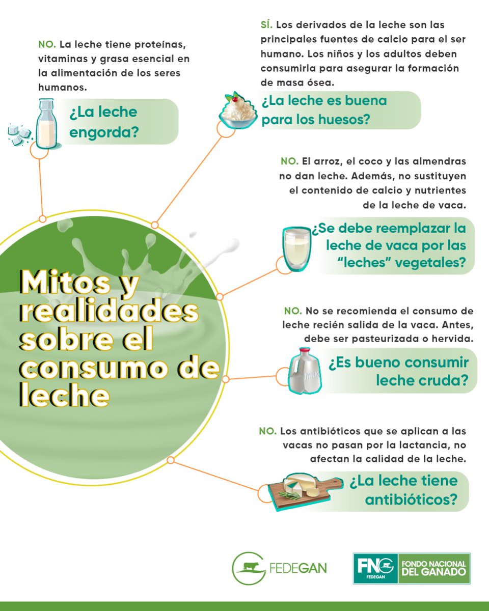 #NoTePierdasDeLaLeche un mundo de vitaminas y minerales esenciales para el desarrollo del cuerpo humano por confiar en falsos mitos ⚠️

La #LecheDeVaca 🐮🥛 ofrece calcio y fortalece las defensas y más si es leche colombiana.

#Leche