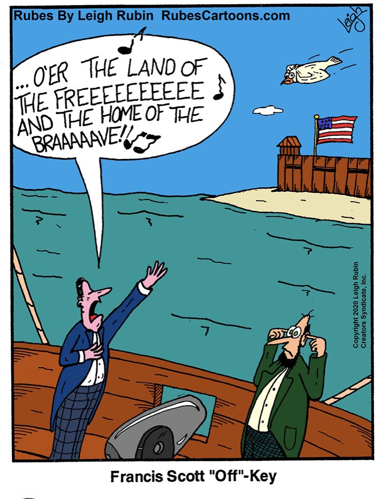 RubesCartoons's tweet photo. Now let’s all sing it together one more time with gusto!
#starspangledbanner #starmangledbanner #starsandstripes #redwhiteandblue #ohsaycanyousee #francisscottkey #FrancesGotOffKey #4ofjuly #independenceday #cartoon #cartoonist #cartooning #independenceday2020 https://t.co/Ze2DuxfZS5