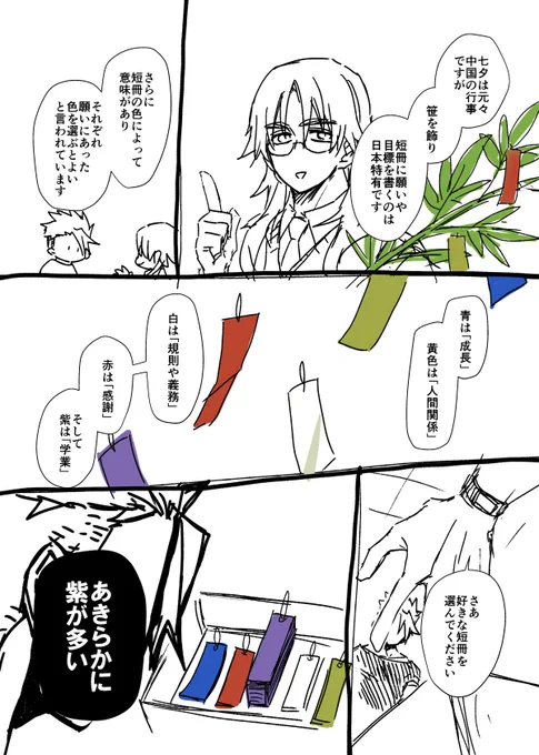 七夕でこんなのも考えましたが、先生がうんちく語ってるだけなのでボツ 
