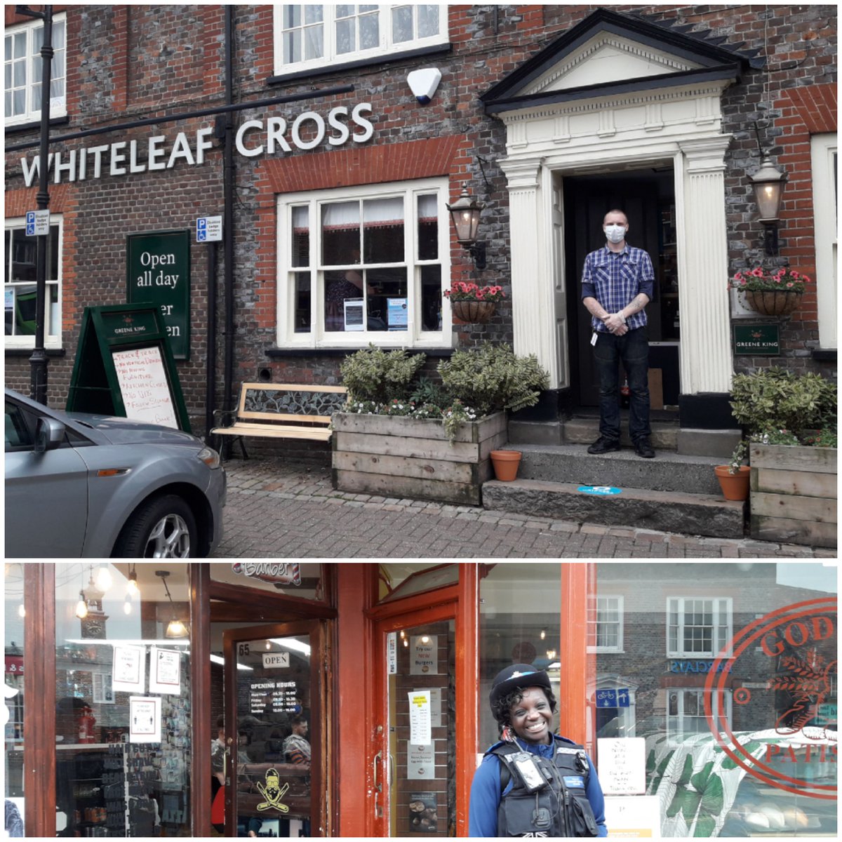 TVP_Wycombe's tweet photo. @PrincesRisborough out and about, pubs, hairdressers and barbers open. Happy to see everyone back with great smiles.
Please drink responsibly, follow the rules and enjoy! #BeSafe #BeResponsible #RisboroughNHPT
#C7271 #C9847 https://t.co/zJo3Sv13Ua