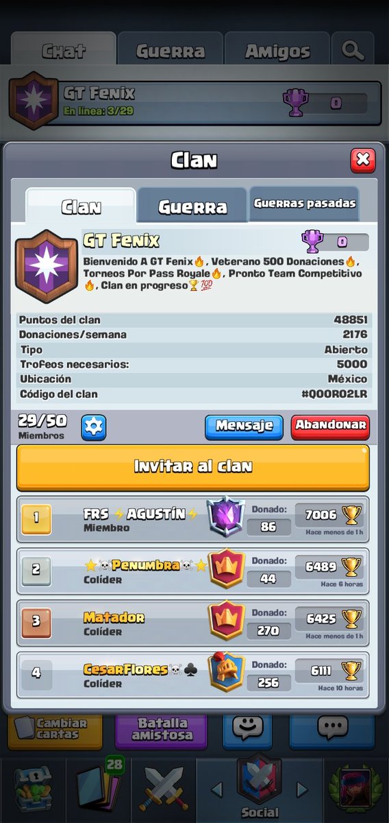Unete a la GT Fenix 
10 Pass Royale por temporada 
Equipo competitivo 
Grupo de WhatsApp