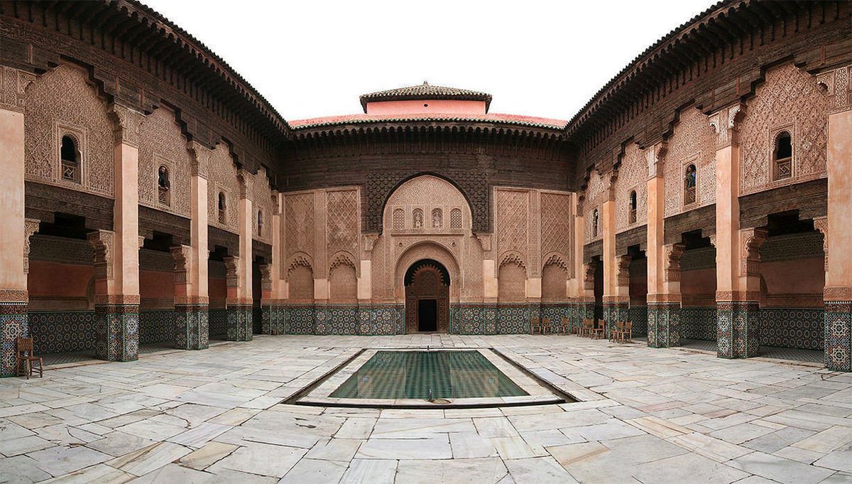 Islamic architecture in Madrasa (school/collage). Ibn Yusuf Madrasa, Marrakesh (Morocco).