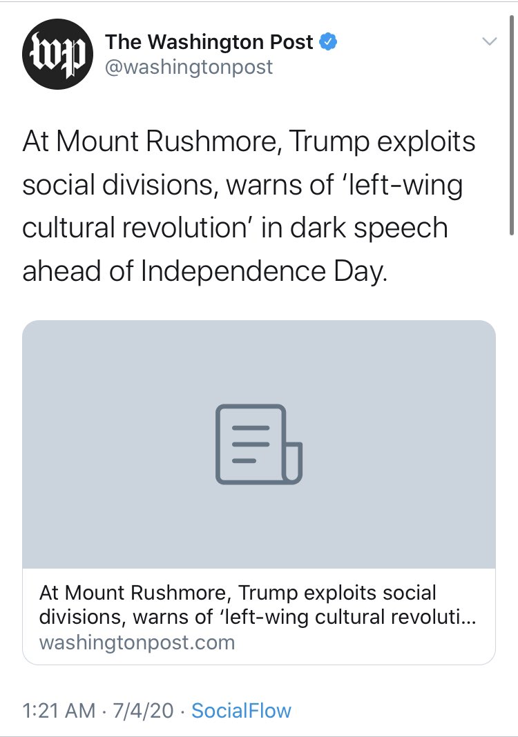  @washingtonpost vs. the opening “We gather tonight to herald the most important day in the history of nations: July 4th, 1776. At those words, every American heart should swell with pride.“