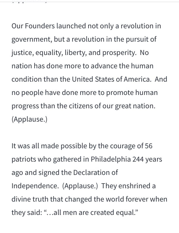  @ABC “racial divisions” vs. “Our Founders launched not only a revolution in government, but a revolution in the pursuit of justice, equality, liberty, and prosperity. No nation has done more to advance the human condition than the United States of America.”