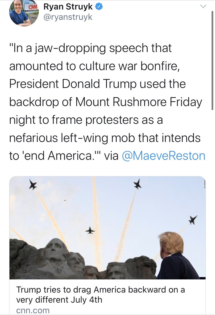  @CNN’s “culture war bonfire” vs. “Before these figures were immortalized in stone, they were American giants in full flesh and blood, gallant men whose intrepid deeds unleashed the greatest leap of human advancement the world has ever known.”