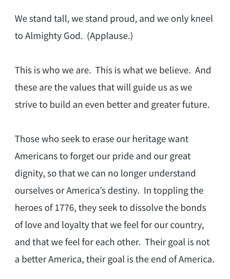  @atrupar’s “remarkably overheated rhetoric” vs. “Those who seek to erase our heritage want Americans to forget our pride and our great dignity, so that we can no longer understand ourselves or America’s destiny.”