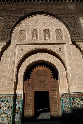 Islamic architecture in Madrasa (school/collage). Ibn Yusuf Madrasa, Marrakesh (Morocco).