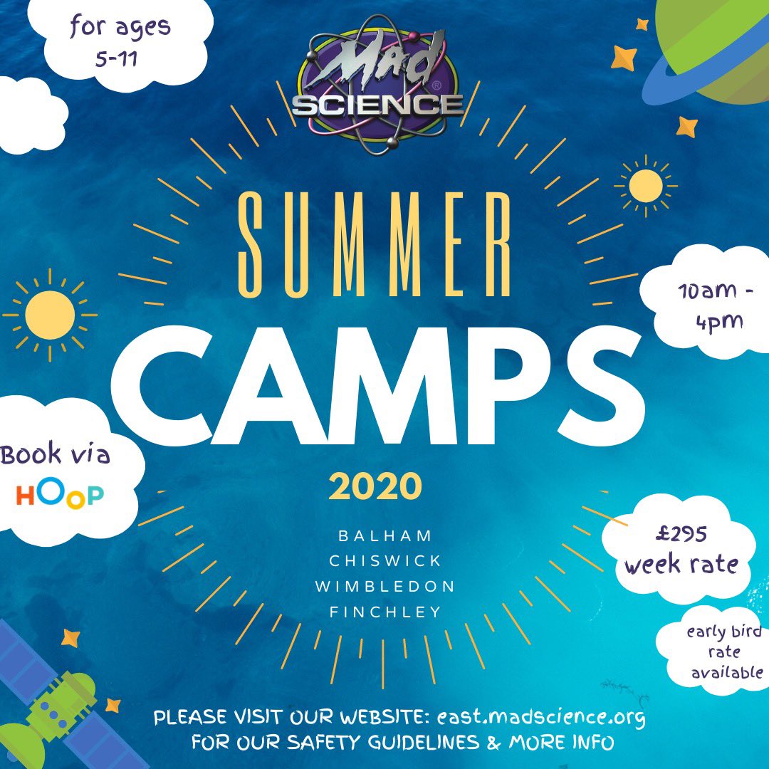 madsciencelive's tweet photo. Summer Camps 2020! ☀️
We have been busy devising a robust plan ensuring safety and security is, as ever, the priority. 
• To book, please visit: https://t.co/bury9Ipbse
• For more info, please visit our website (https://t.co/WIK3nPtCo4) or email admin@madscienceeast.co.uk
 🚀 https://t.co/4oymL4WnX7
